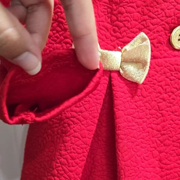 Bonnie Jean Red Coat with Gold Bow Accents and Plaid Dress Kid Size 4T - Picture 12 of 12